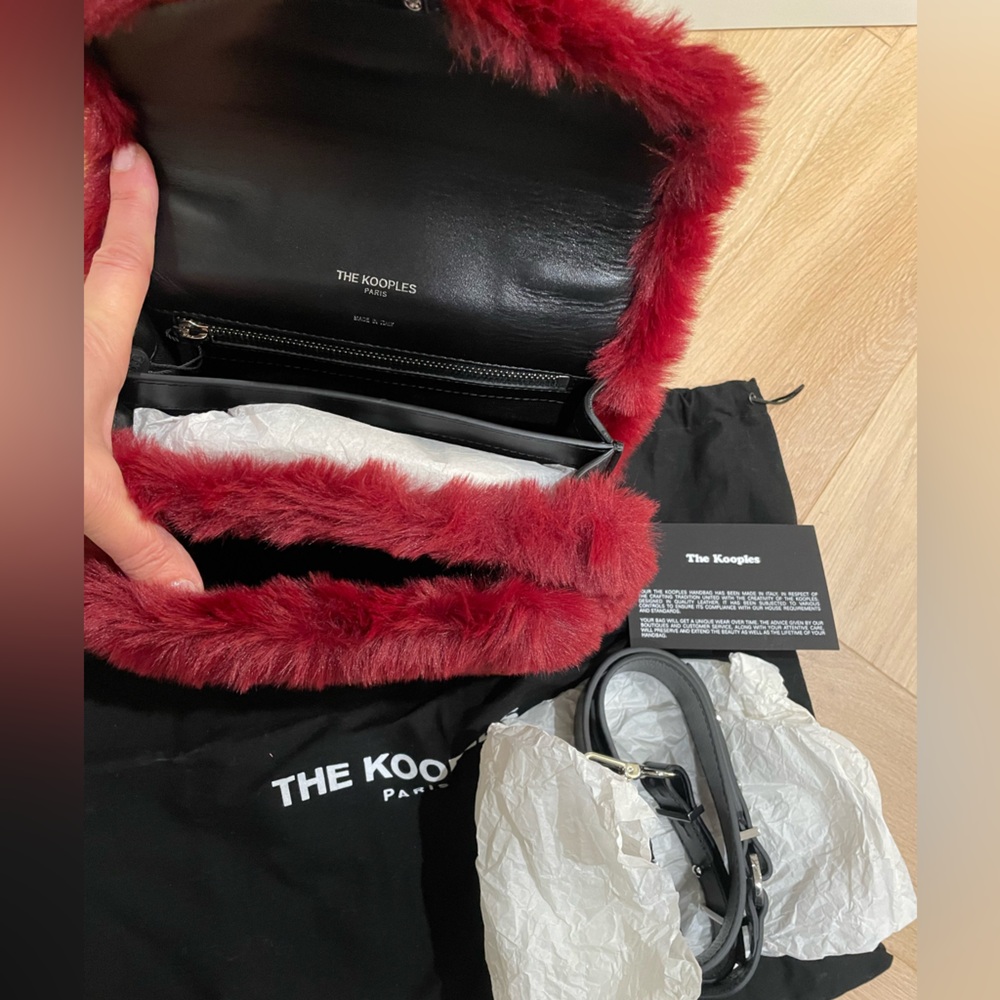 NWT The Kooples Emily Bag Burgundy Fake Fur Limited Edition Very Rare Emily Bag